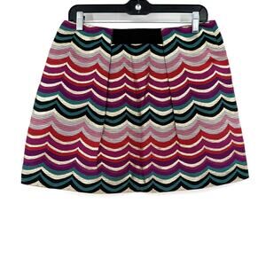 See by Chloe Size 6 Mini Skirt Striped Multicolor Lined Zip Up Rear